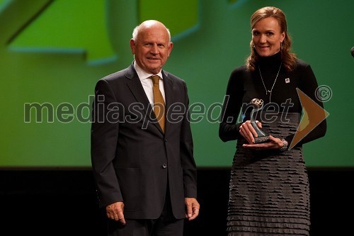 Janez Kocijančič, predsednik Olimpijskega komiteja Slovenije in Petra Majdič, nekdanja tekačica na smučeh