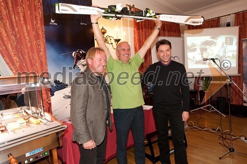 Bojan Križaj, Srečko Medven in Boštjan Luznar, vodja golf igrišča Bled