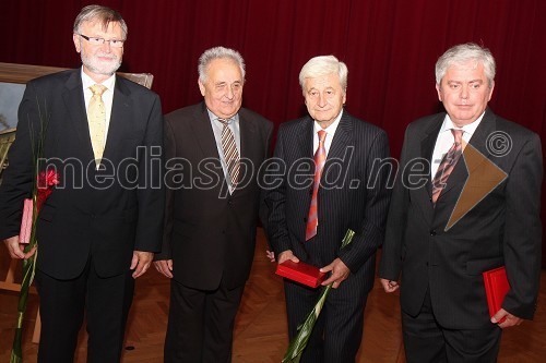 Prof. dr. Ivan Rozman, nekdanji rektor Univerze v Mariboru, prim. dr. Kurt Kancler, priznanje za častnega občana, mag. Rudolf Turk, prejemnik zlatega grba, Jože Barovič, UKC Maribor