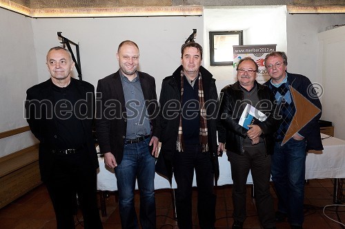 Zdenko Kodrič, scenarist, Mitja Čander, programski direktor EPK 2012, Igor Pediček, producent, dr. Marjan Toš, zgodovinar in vodja mariborske Sinagoge ter Boris Jurjaševič, režiser