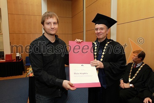 Blaž Magdič in prof. dr. Danijel Rebolj, rektor Univerze v Mariboru	 
