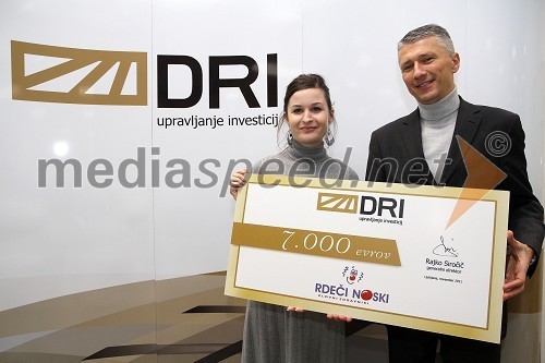 Ana Lampret, Rdeči noski in Rajko Siročič, generalni direktor podjetja DRI upravljanje investicij, d.o.o.