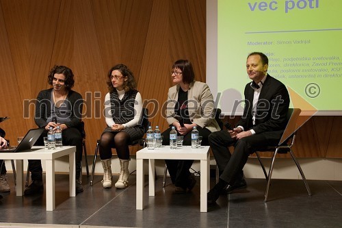 Matevž Klanjšek, Celtra Inc., Dolores Kores, direktorica Zavod Premiki, 	Bogdana Rejc, podjetniška svetovalka DATA d.o.o. in Borut Šegula, poslovni svetovalec KSF d.o.o.