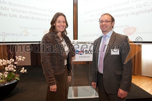 Tina Križan, BCCS in Kevin Morrison, predsednik Britanske gospodarske zbornice v Sloveniji (BCCS)