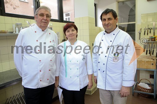 Jožef Oseli, kuharski mojster, Romana Železnik in Konrad Purgaj, SŠGT Maribor