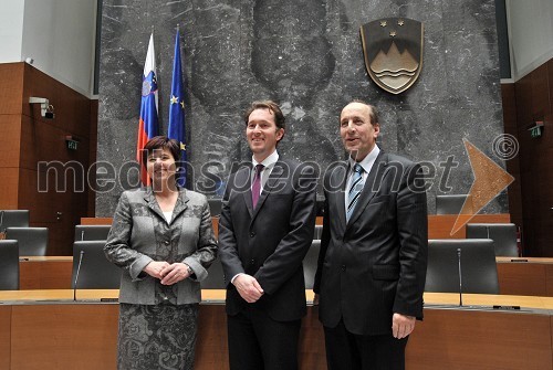 Ljudmila Novak, stranka nSi, Gregor Virant, predsednik Državnega zbora Republike Slovenije in Jakob Presečnik, stanka SLS