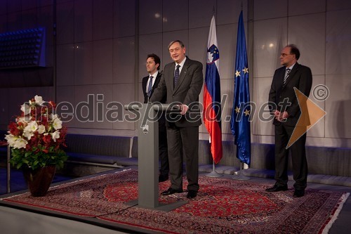Gregor Virant, predsednik Državnega zbora, dr. Danilo Türk, predsednik Republike Slovenije in Mitja Gaspari