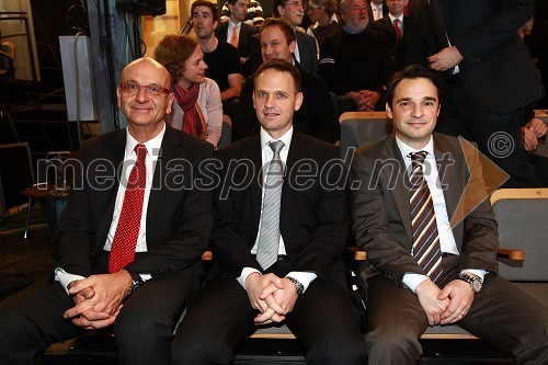 Heinz Slesak, generalni direktor Porsche Slovenija d.o.o., Franci Bolta, direktor znamke Audi pri podjetju Porsche Slovenija d.o.o. in Borut Gazvoda, direktor prodaje Opel