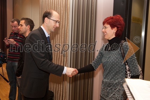 Jure Pavlič, direktor podjetja Valens in Teja Arnšek, Pivovarna Union