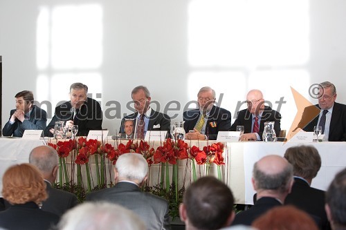 dr. Helmut Wohnout, dr. Martin Eichtinger, dr. Erwin Kubesch, veleposlanik Avstrije v Sloveniji, dr. Dimitrij Rupel, politik, dr. Stefan Karner in prof. dr. Peter Vodopivec