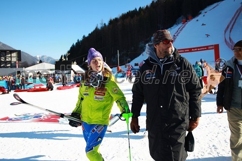 Tina Maze, smučarka (SLO) in Andrea Massi, trener