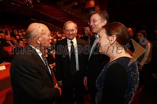 France Bučar, prvi predsednik slovenskega parlamenta,  Alojz Križman, prof. dr. Danijel Rebolj, rektor Univerze v Mariboru in soproga Suzana Rebolj