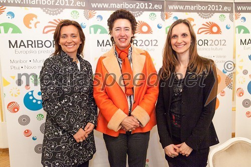 Dr. Suzana Žilič Fišer, generalna direktorica zavoda Maribor 2012 – Evropska prestolnica kulture, Anunciada Fernandez de Cordova, veleposlanica Kraljevine Španije v Sloveniji in mag. Nataša Kos, pomočnica programskega direktorja, zavod Maribor 2012 – Evropska prestolnica kulture