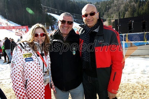 Ana Marija Komparić, namestnica direktorja dirke na Sljemenu, Hermann Hutter, podpredsednik Skikluba Kitzbühel in Heinz Slesak, generalni direktor Porsche Slovenija d.o.o.