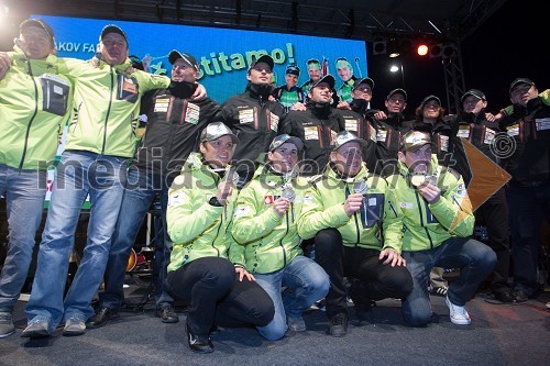 Slovenski biatlonci: Teja Gregorin, Andreja Mali, Klemen Bauer in Jakov Fak