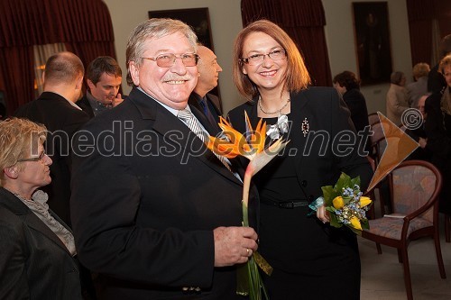 Franz Rieder, direktor muzeja Zinnfiguren Welt Katzelsdorf in soavtor razstave in Mirjana Koren, direktorica Pokrajinskega muzeja Maribor