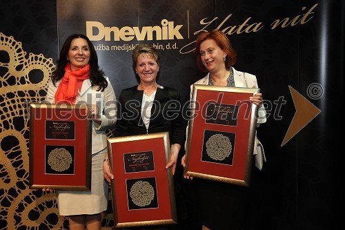 Biljana Weber Dujović, generalna direktorica Microsoft Slovenija, 	Sonja Gole, generalna direktorica Adria Mobil d. o. o. in Jerneja Kamnikar, direktorica Vivo Catering