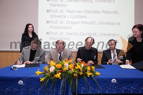 Prof. dr. Danijel Rebolj, rektor Univerze v Mariboru, prof. dr. Danilo Zavrtanik, rektor Univerze v Novi Gorici, prof. dr. Dragan Marušič, rektor Univerze na Primorskem in prof. dr. Radovan Stanislav Pejovnik, rektor Univerze v Ljubljani