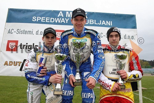 Jurica Pavlic (SK Unia, HR), 2. mesto, Matej Žagar (AMTK Ljubljana), 1. mesto in Matic Ivačič (AMD Krško), 3. mesto