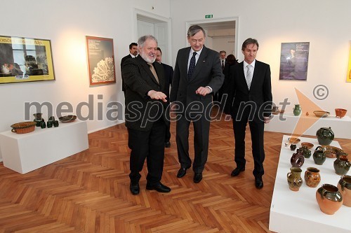 Dr. Janez Bogataj, etnolog, dr. Danilo Türk, predsednik Republike Slovenije, Andrej Čas, župan Slovenj Gradca