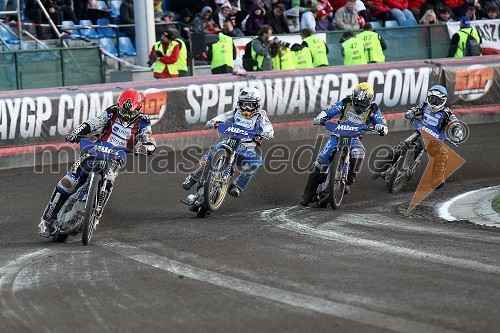 Chris Holder (Avstralija), 	Fredrik Lindgren (Švedska), Chris Holder (Avstralija), Josef Franc (Češka) in Emil Sayfutdinov (Rusija)