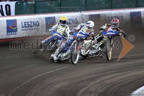 Nicki Pedersen (Danska), Jason Crump (Avstralija) in Hans Andersen (Danska)