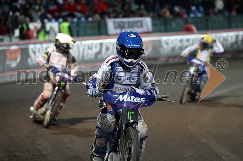 Tomasz Gollob (Poljska), Nicki Pedersen (Danska) in Emil Sayfutdinov (Rusija)