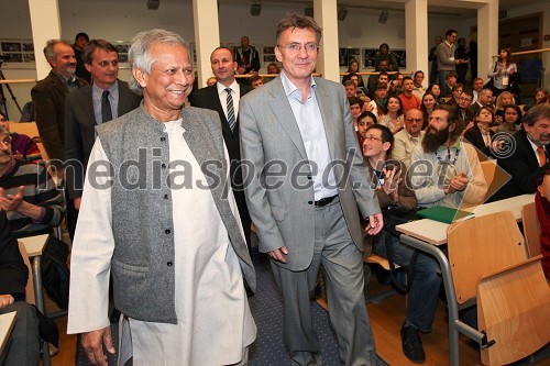 Prof. Muhammad Yunus, prof. dr. Danijel Rebolj, rektor Univerze v Mariboru