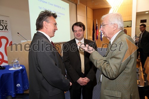 Prof. dr. Danijel Rebolj, rektor Univerze v Mariboru, Pierr - François Mourier, veleposlanik Francoske republike v Republiki Sloveniji in Jean-Marie Lehn, Nobelov nagrajenec