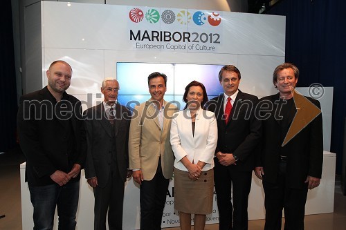 Mitja Čander, programski direktor javnega zavoda EPK Maribor 2012, Alfred Stingl, nekdanji župan Gradca, Siegfried Nagl, župan Gradca,  Suzana Žilić Fišer, generalna direktorica zavoda MARIBOR 2012, Tomaž Kancler, podžupan MOM, Vladimir Rukavina Gogo, direktor Narodnega doma Maribor