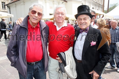 Jože Pogačnik, režiser, Tone Vogrinec, smučarska legenda in Smiljan Pušenjak, fotografska legenda