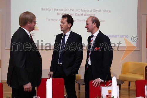 Alderman David Wooton, Lord Mayor City of London, Gregor Virant, predsednik Državnega zbora in Andrew Page, veleposlanik Velike Britanije v Sloveniji