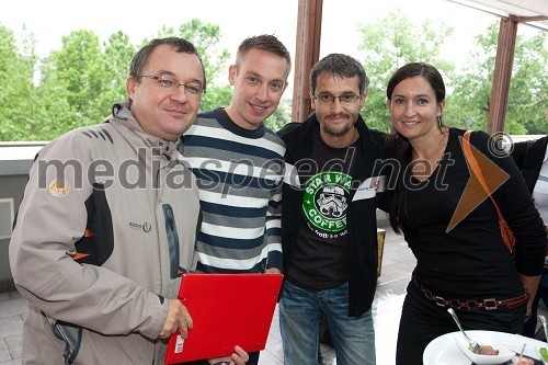 Andrej Vodušek, programski direktor Radia 1, Rok Ostrež, moderator,  Jean Frbežar, moderator in Irena Rolih, vsebinska urednica Radia 1