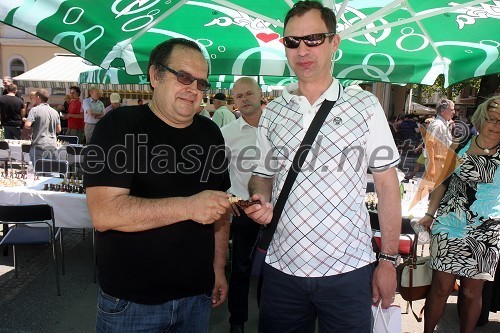 Georg Mohr, šahovski velemojster in organizator turnirja ter Franci Virtič, načelnik PP Tabor in šahist