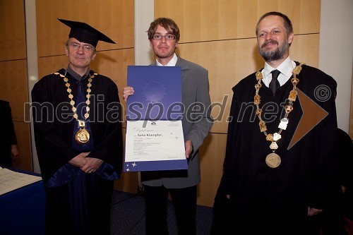 Prof. dr. Danijel Rebolj, rektor Univerze v Mariboru, dr. Saša Klampfer, Fakulteta za elektrotehniko, računalništvo in informatiko Univerze v Mariboru in prof. dr. Borut Žalik, dekan Fakultete za elektrotehniko, računalništvo in informatiko Univerze v Mariboru