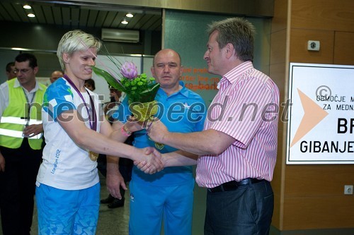 Urška Žolnir, judoistka in Ciril Globočnik, župan občine Radovljica