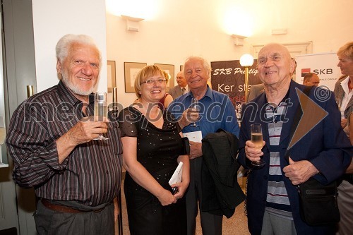 Jakob Jež, skladatelj, Veronika Brvar, Lojze Lebič, skladatelj in Janez Matičič, skladatelj