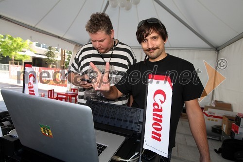 Gregor Grosman, organizator in Matic Borkovič, promotor Canon Slovenija