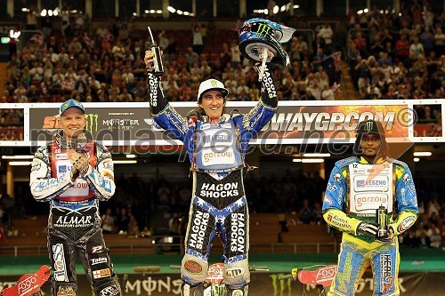 Krzysztof Kasprzak (Poljska), Chris Holder (Avstralija) in Antonio Lindbäck (Švedska)