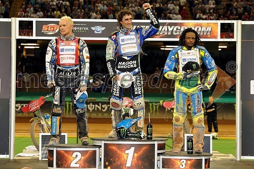 Krzysztof Kasprzak (Poljska), Chris Holder (Avstralija) in Antonio Lindbäck (Švedska)