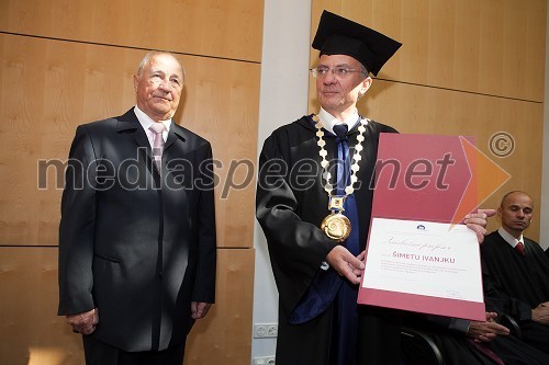 Prof. dr. Šime Ivanjko, zaslužni profesor UM in prof. dr. Danijel Rebolj, rektor Univerze v Mariboru