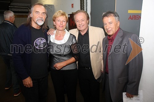 Dragan Bulič, glasbeni urednik, Rosvita Pesek, novinarka, Alfi Nipič, pevec in Zdravko Geržina, organizator dogodkov