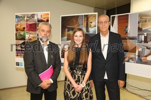 Andrija Rusan, arhitekt, Oris, Urša Ješe, študentka arhitektura in prof. Peter Gabrijelčič, dekan Fakultete za arhitekturo v Ljubljani