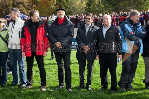 Dr. Žiga Turk, minister za izobraževanje, znanost, kulturo in šport, dr. Igor Lukšič, nekdanji minister za šolstvo in šport, Marko Rajšter in Janez Kocijančič, predsednik Olimpijskega komiteja Slovenije