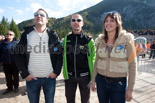 Tomaž Verdnik, Boštjan Ahačič in Petra Robnik, nekdanja smučarka