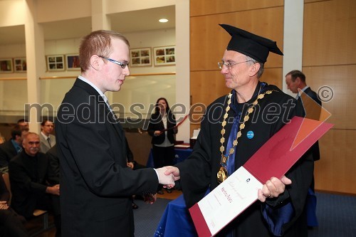 Martin Fale, Fakulteta za logistiko Univerze v Mariboru in prof. dr. Danijel Rebolj, rektor Univerze v Mariboru