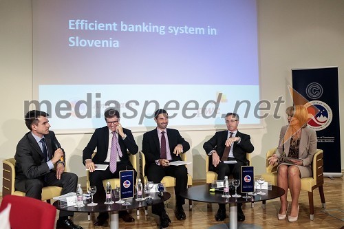 	Izr. prof. dr. Marko Košak, predstojnik katedre za denar in finance Ekonomske fakultete Univerze v Ljubljani, dr. Dejan Krušec, državni sekretar, Ministrstvo za finance Republike Slovenije, Janko Medja, predsednik uprave NLB d.d., Mark Batten, Partner PWC in Nevenka Črešnar Pergar, direktorica NP Consulting