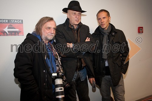 Tone Stojko, fotograf, Vlado Kreslin, glasbenik in Andrej Karoli, moderator