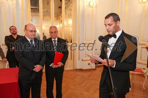 Vlado Novak, igralec, Rudi Moge, predsednik Sveta zavoda Maribor 2012 - EPK in Sveta SNG Maribor in Danilo Rošker, direktor SNG Maribor