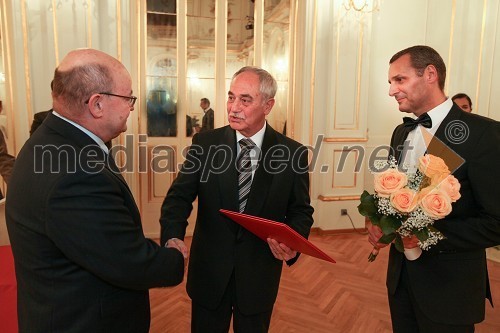 Vlado Novak, igralec, Rudi Moge, predsednik Sveta zavoda Maribor 2012 - EPK in Sveta SNG Maribor in Danilo Rošker, direktor SNG Maribor